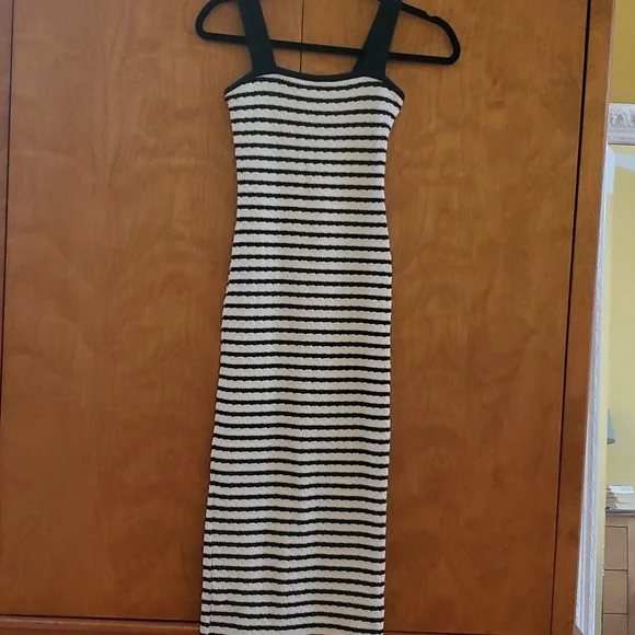 Kali fashions | Dresses | Fitted Bw Stripe Long Midi Dress Size Small |  Poshmark
